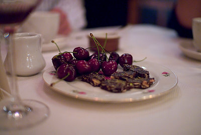 after dessert cherries and chocolate