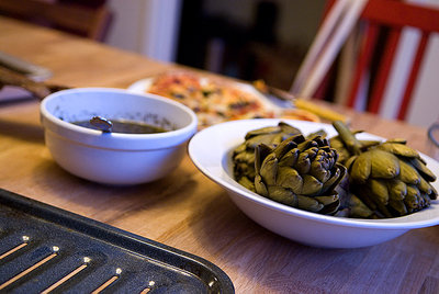 artichokes with an awesome pesto dip