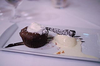 melting chocolate truffle cake at Spago