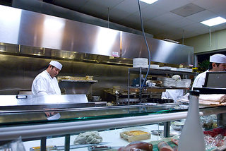 chef Kaneko-san working in the spacious kitchen
