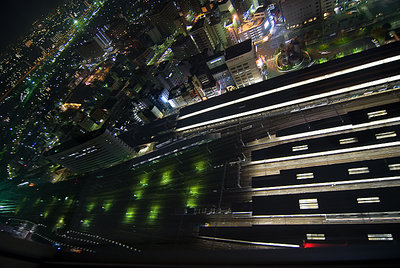 looking down at the JR station and train tracks