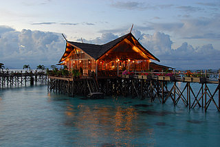 resort's lounge at dawn