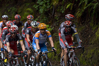 Team Radio Shack in the front of the peloton
