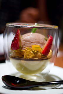 strawberry parfait with flan